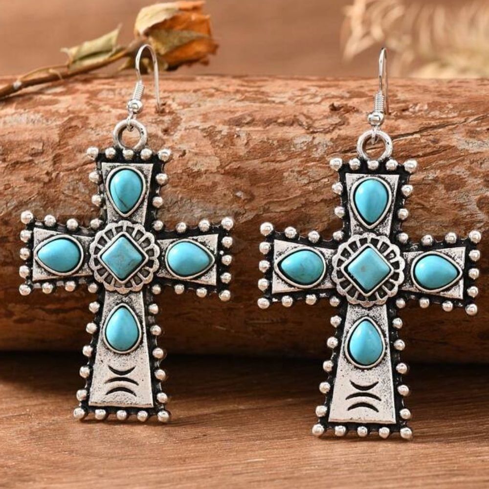 Turquoise Cross Earrings A1315
